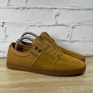 Supra Stacks Vulc II Brown Skate Shoes Men's Size 8.5 Tan Gum Low Sneakers